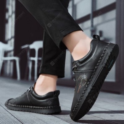 Hand Stitching Large Size Men's Casual Leather Shoes